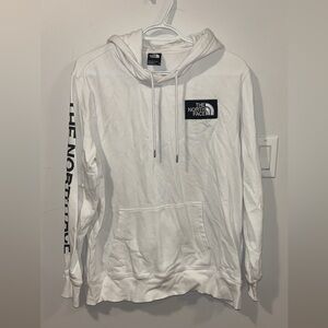 The North Face White Hoodie with Black Logo Sleeve Print